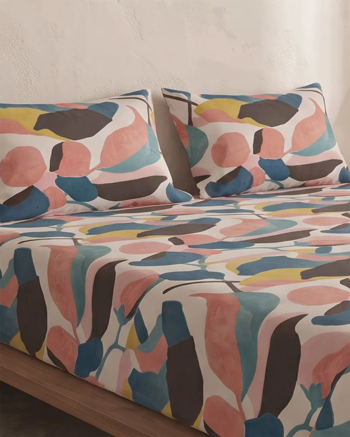 Abstract Botanical Cotton Bedsheet Set view 4