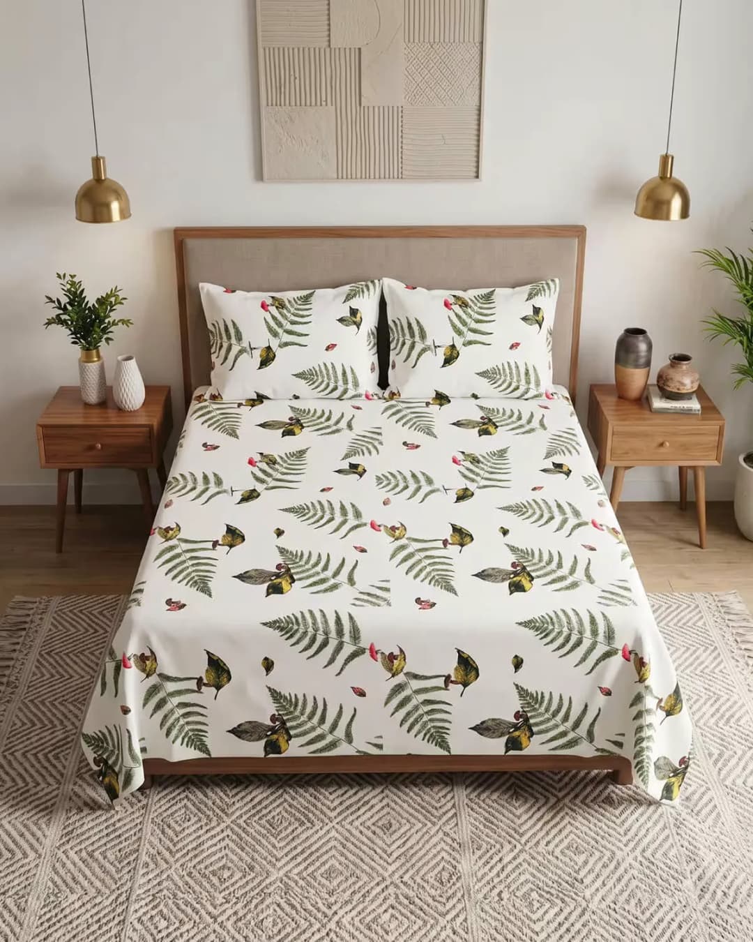 Botanical Fern Cotton Bedsheet Set view 1