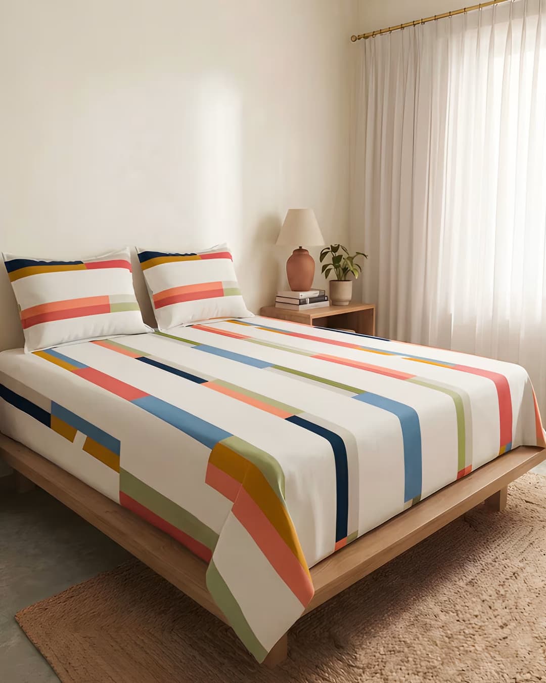 Modern Geometric - Bedsheet & Quilted Pillow Covers Set - hover