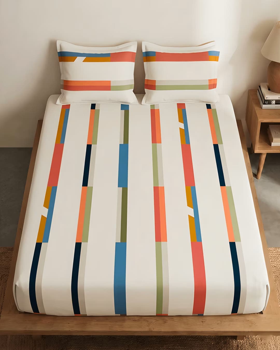 Modern Geometric - Bedsheet & Quilted Pillow Covers Set