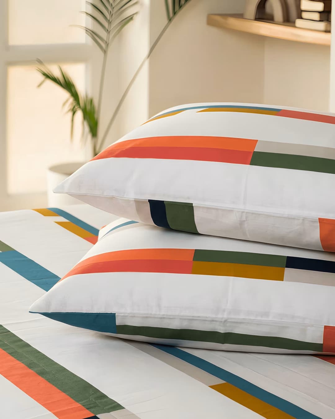 Modern Geometric - Bedsheet & Quilted Pillow Covers Set view 3