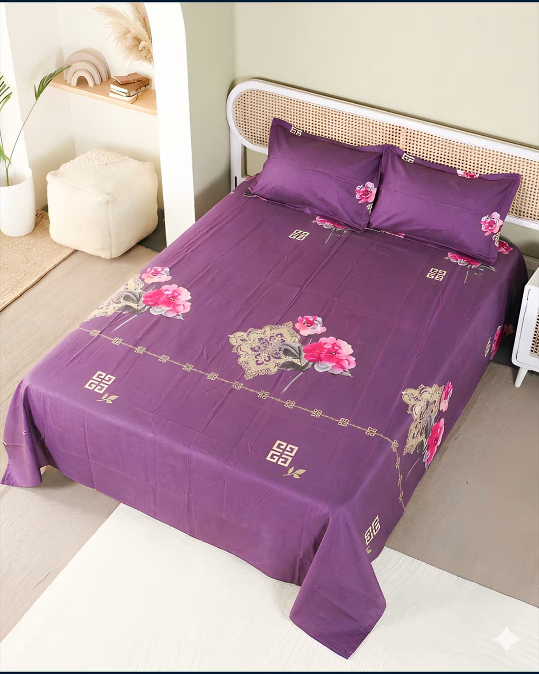 Royal Bloom - Bedsheet & Quilted Pillow Covers Set view 3
